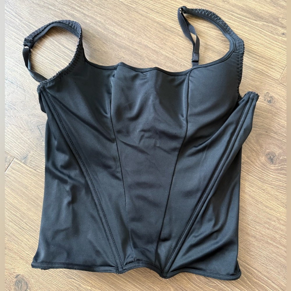 Victoria's Secret Bustier Corset Top W/ Boning And Adjustable Strap Black Size M
